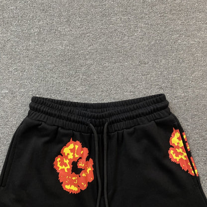 DENIM TEARS x OFFSET COTTON WREATH SHORTS BLACK - netstar