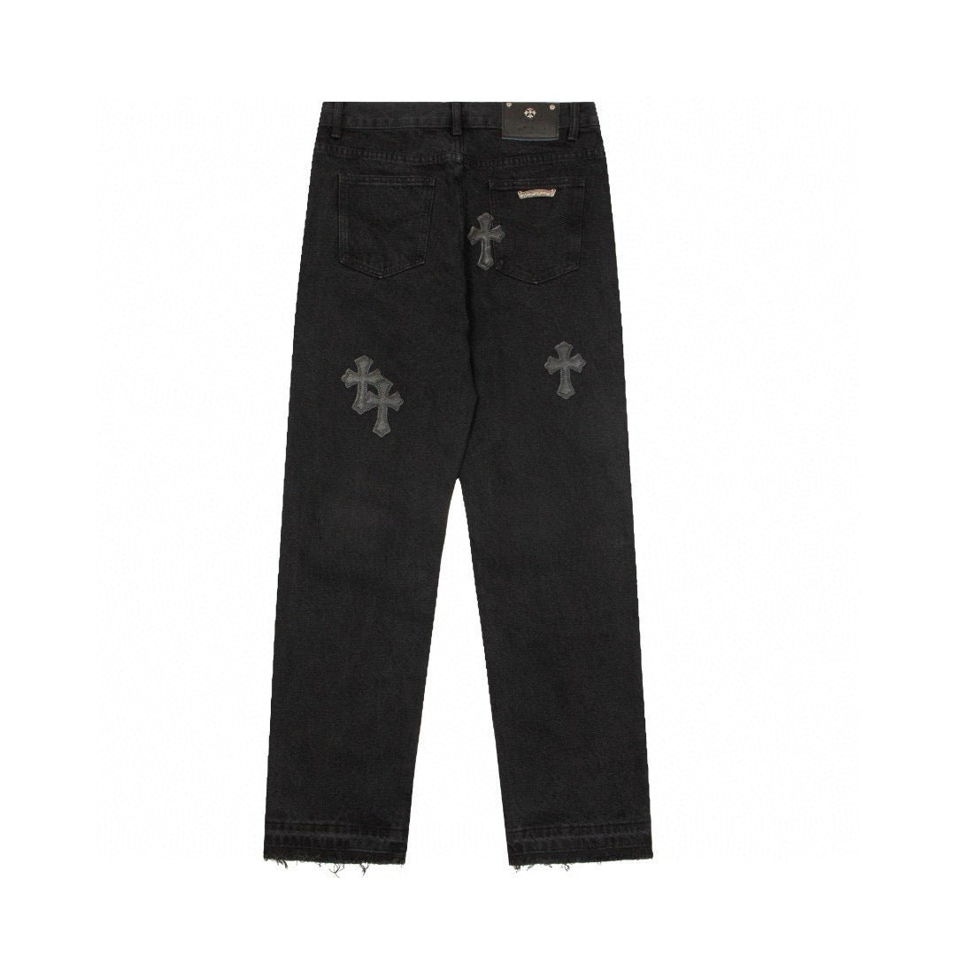 CHROME HEARTS BLACK CROSS PATCH JEANS BLACK - netstar®