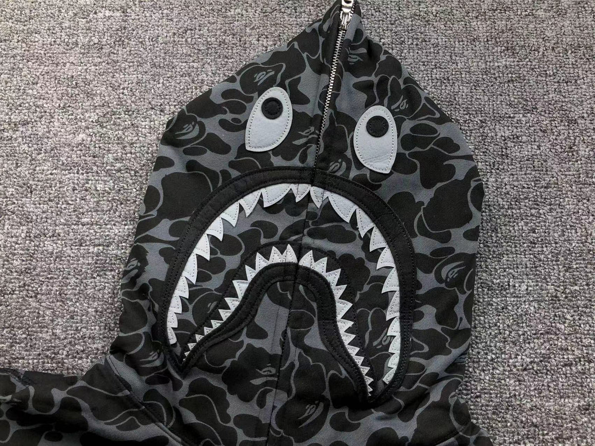 BAPE X DOVER STREET MARKET SPECIAL CAMO SHARK FULL ZIP HOODIE BLACK - netstar®