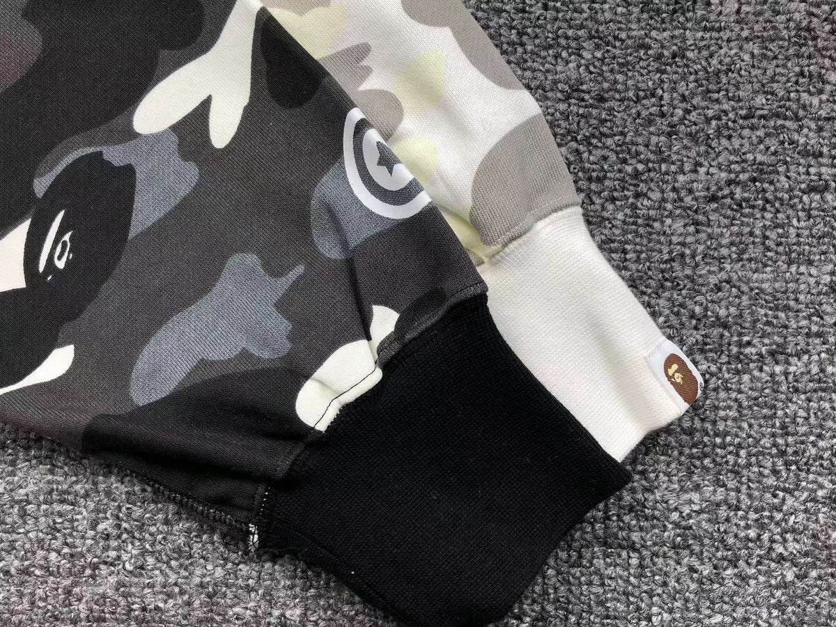 BAPE CITY CAMO HALF SHARK FULL ZIP HOODIE WHITE/BLACK - netstar®
