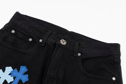 CHROME HEARTS MULTICOLOR CROSS PATCH JORTS BLACK - netstar®