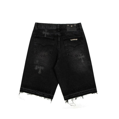 CHROME HEARTS BLACK CROSS PATCH JORTS BLACK - netstar®