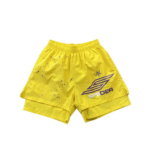SP5DER DOUBLE LAYER SHORTS YELLOW - netstar®